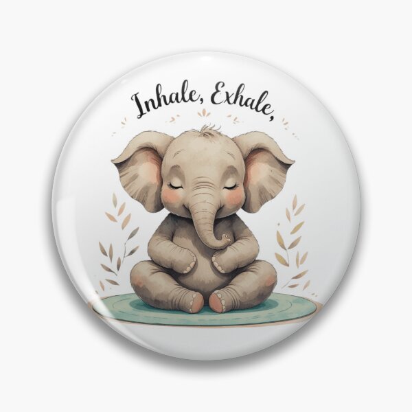 Item preview, Inhale Exhale Cute Elephant Mental Health Self Care Watercolor designed and sold by AQUILAKREO.