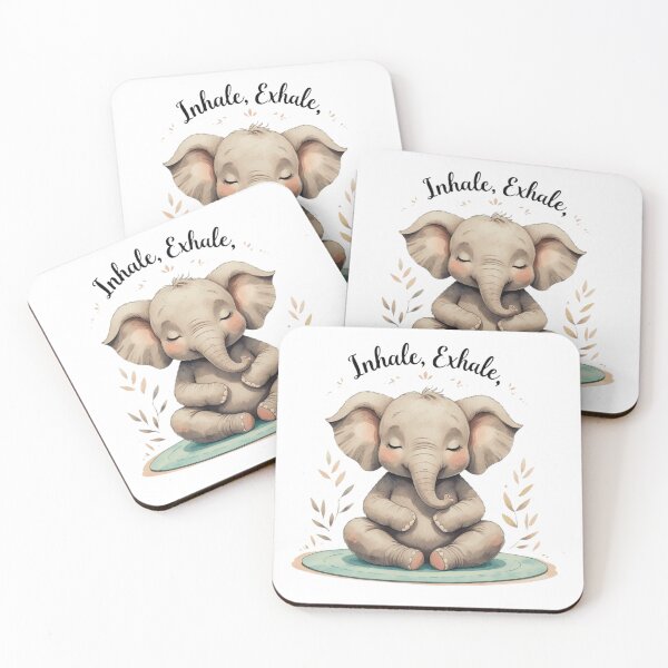 Item preview, Inhale Exhale Cute Elephant Mental Health Self Care Watercolor designed and sold by AQUILAKREO.
