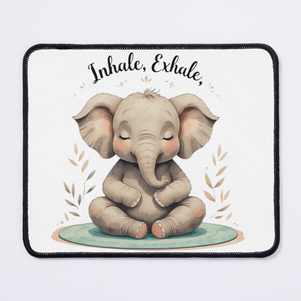 Item preview, Inhale Exhale Cute Elephant Mental Health Self Care Watercolor designed and sold by AQUILAKREO.