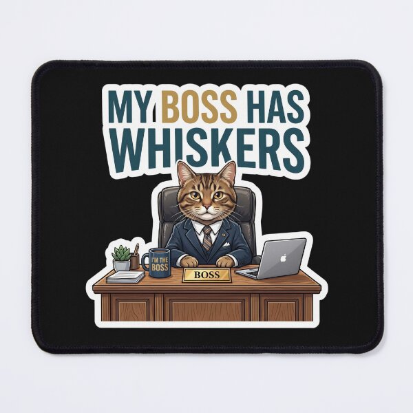 Item preview, My Boss Has Whiskers Funny Cat Lover Design designed and sold by Pixel Analytics.
