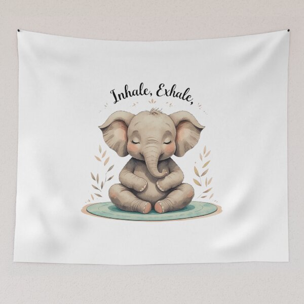 Item preview, Inhale Exhale Cute Elephant Mental Health Self Care Watercolor designed and sold by AQUILAKREO.