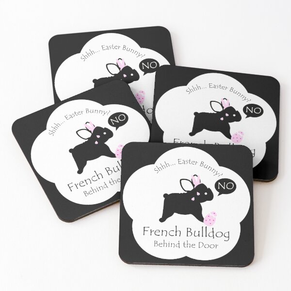 Item preview, Funny French Bulldog Easter Bunny Behind the Door White Base designed and sold by Na7nasColorShop.