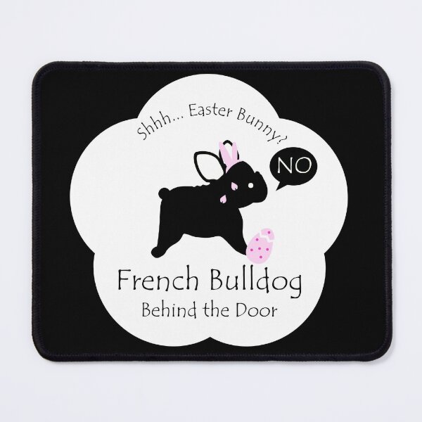 Item preview, Funny French Bulldog Easter Bunny Behind the Door White Base designed and sold by Na7nasColorShop.
