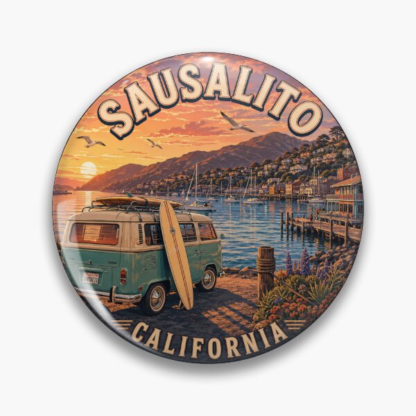 Item preview, Sausalito California: Vanlife Bay View Badge  designed and sold by CircinusStore.