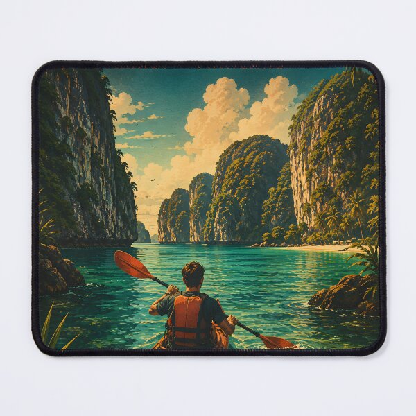 Item preview, Maya Bay Thailand Vintage Travel Poster with Tropical Sunset Illustration designed and sold by Spirit of Siam.