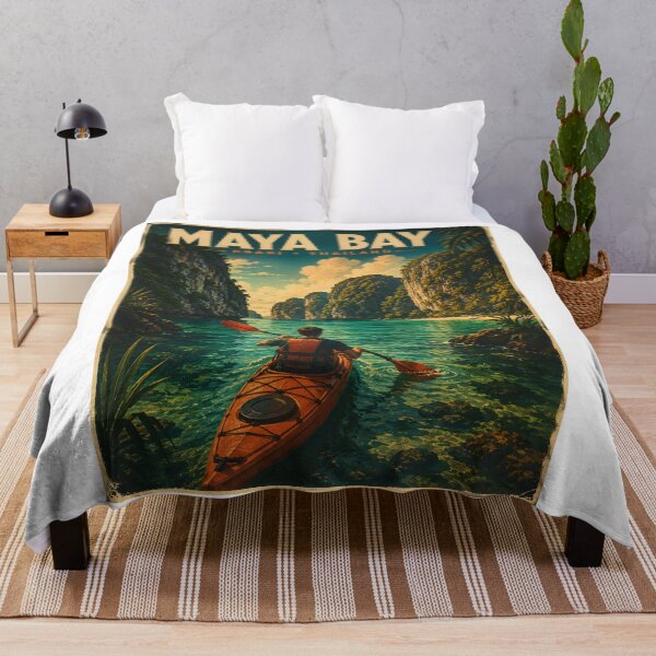 Artikelvorschau, Vintage-Reiseposter „Maya Bay, Thailand“ mit tropischem Sonnenuntergang entworfen und verkauft von Spirit of Siam.