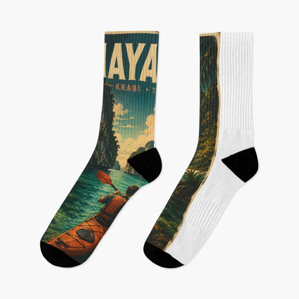 Item preview, Maya Bay Thailand Vintage Travel Poster with Tropical Sunset Illustration designed and sold by Spirit of Siam.