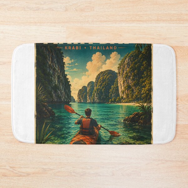 Artikelvorschau, Vintage-Reiseposter „Maya Bay, Thailand“ mit tropischem Sonnenuntergang entworfen und verkauft von Spirit of Siam.