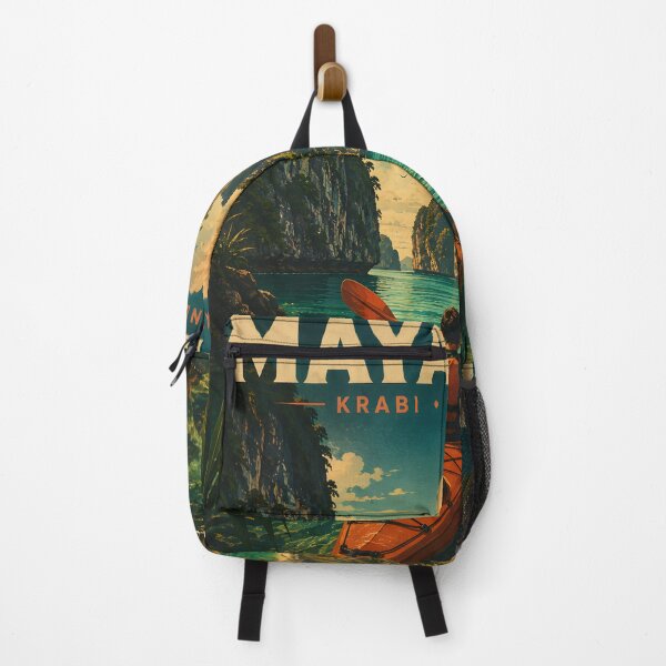 Item preview, Maya Bay Thailand Vintage Travel Poster with Tropical Sunset Illustration designed and sold by Spirit of Siam.