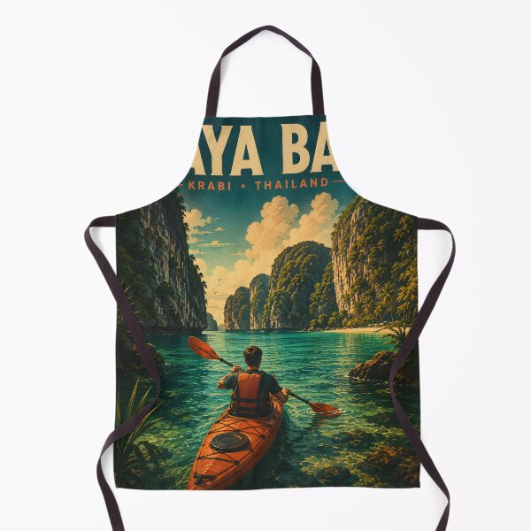 Item preview, Maya Bay Thailand Vintage Travel Poster with Tropical Sunset Illustration designed and sold by Spirit of Siam.