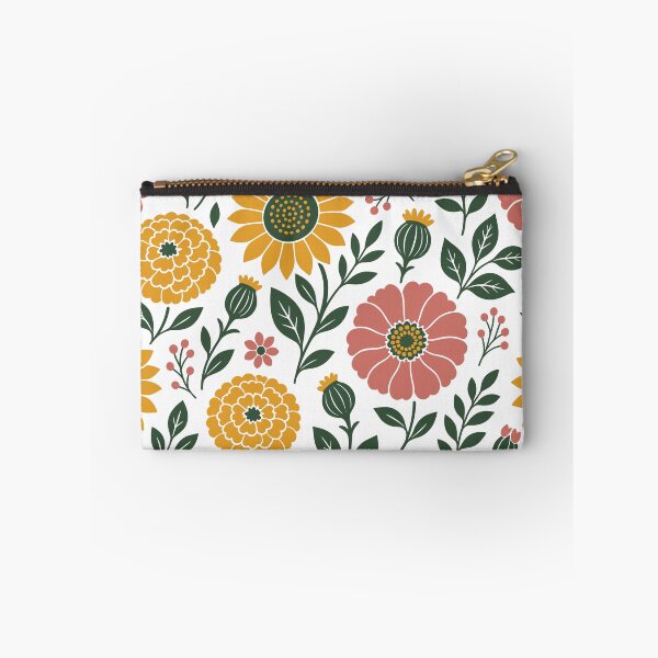 Item preview, Retro Flat Sunflowers Marigolds and Zinnias Flowers Seamless Pattern designed and sold by DiNata.