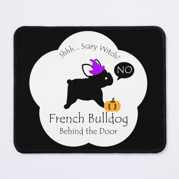 Item preview, Funny French Bulldog Scary Witch Behind the Door White Base designed and sold by Na7nasColorShop.
