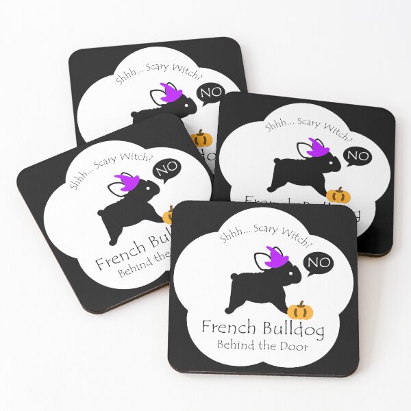 Item preview, Funny French Bulldog Scary Witch Behind the Door White Base designed and sold by Na7nasColorShop.
