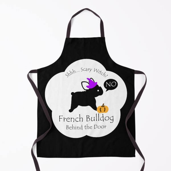 Item preview, Funny French Bulldog Scary Witch Behind the Door White Base designed and sold by Na7nasColorShop.