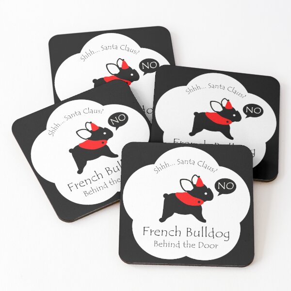 Item preview, Funny French Bulldog Santa Claus Behind the Door White Base designed and sold by Na7nasColorShop.