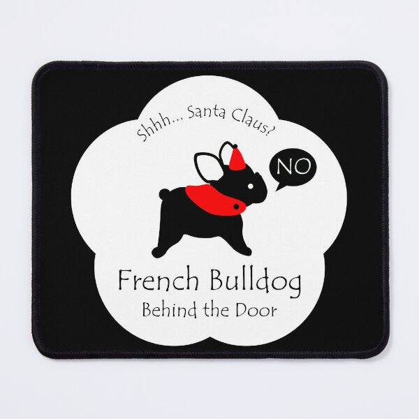 Item preview, Funny French Bulldog Santa Claus Behind the Door White Base designed and sold by Na7nasColorShop.