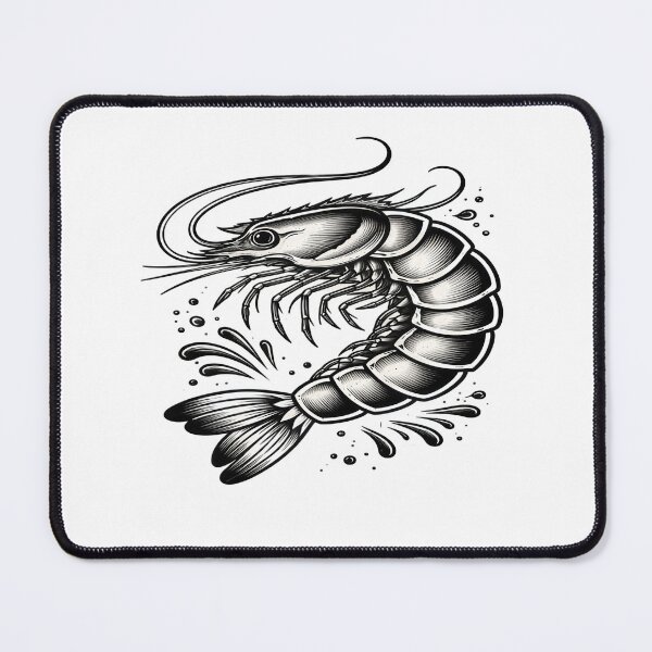 Item preview, Elegant Monochrome Shrimp Illustration designed and sold by Artisan Finds Online.
