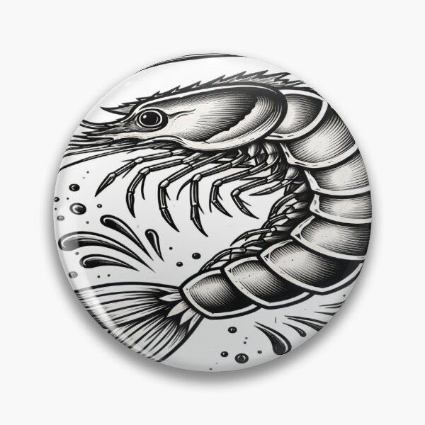 Item preview, Elegant Monochrome Shrimp Illustration designed and sold by Artisan Finds Online.