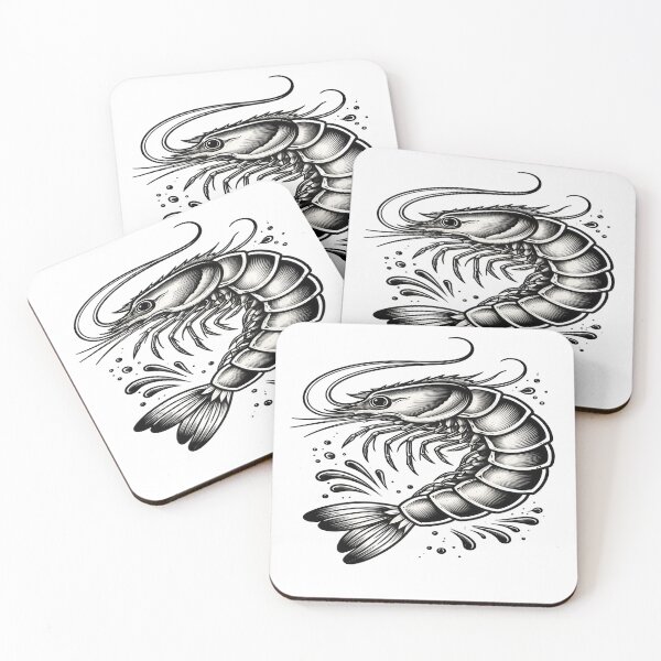 Item preview, Elegant Monochrome Shrimp Illustration designed and sold by Artisan Finds Online.