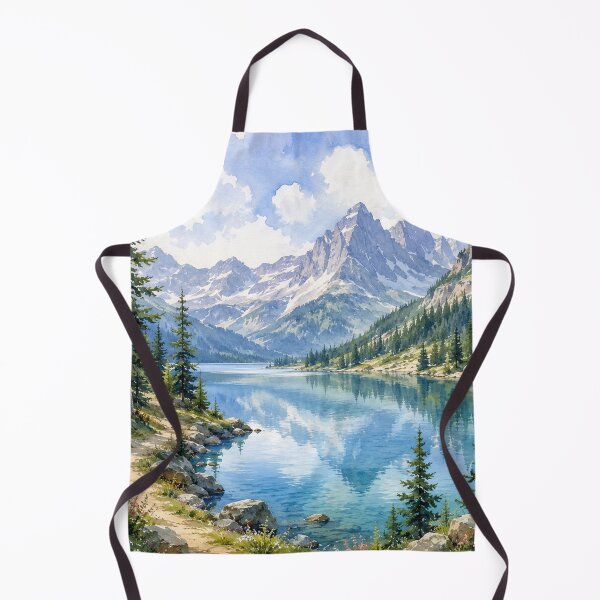Item preview, Majestic Mountain Lake Watercolor Art designed and sold by 0606PM.