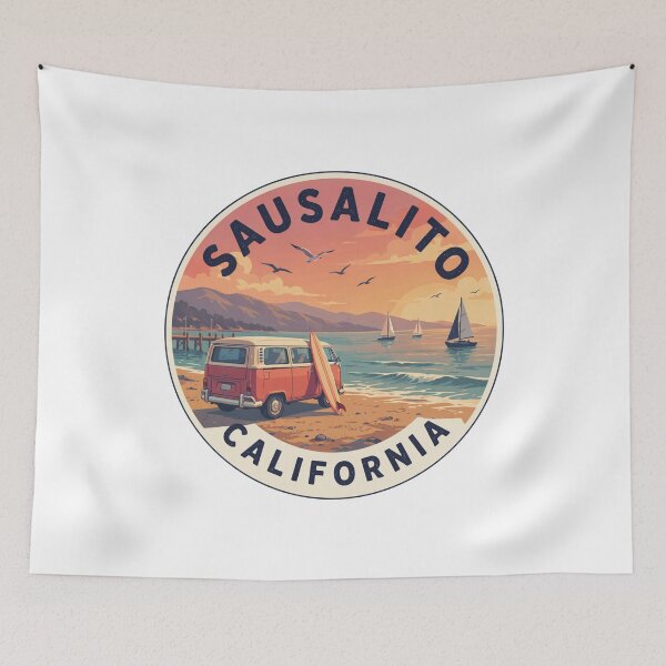 Item preview, Sausalito California: Vanlife Sunset Badge designed and sold by CircinusStore.