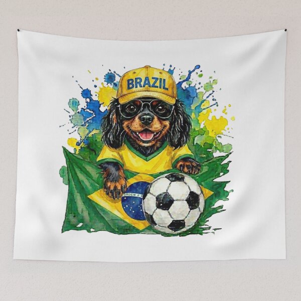Item preview, Cavalier King Charles Spaniel Black and Tan World Cup Brazil Suppawter designed and sold by The Suppawters.