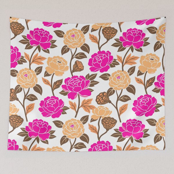 Item preview, Retro Bold Peonies and Camellias Flowers Seamless Pattern  designed and sold by DiNata.