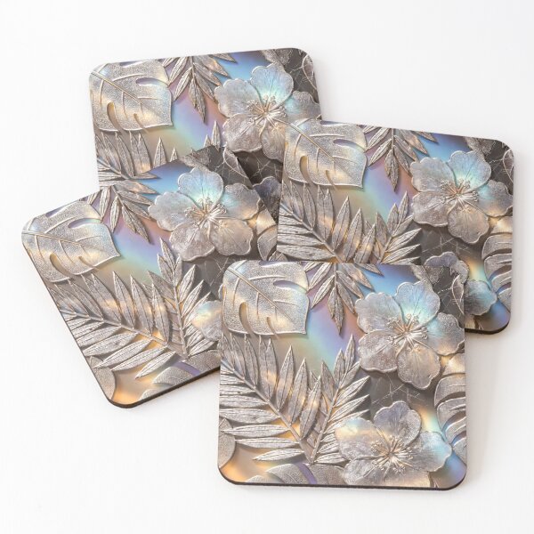 Item preview, Metallic Iridescent Monstera Hibiscus Floral designed and sold by IntelliMindDesigns.