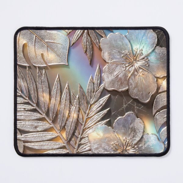 Item preview, Metallic Iridescent Monstera Hibiscus Floral designed and sold by IntelliMindDesigns.