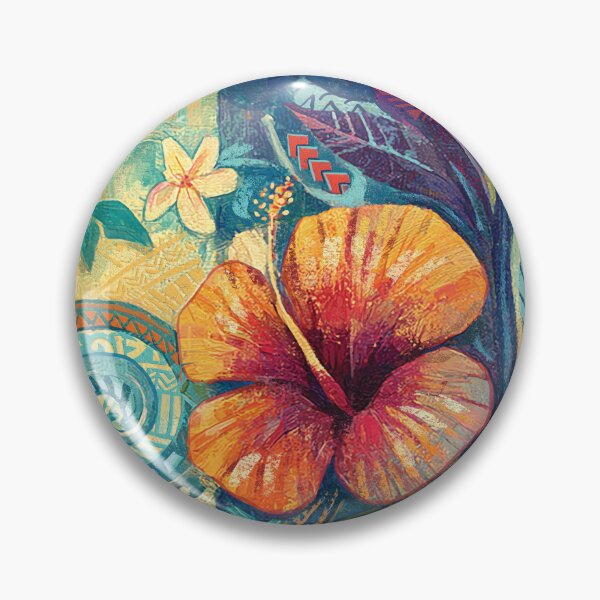 Item preview, Hawaiian Sunset Hibiscus Art - Tropical Tribal Fine Art designed and sold by sunnthreads.