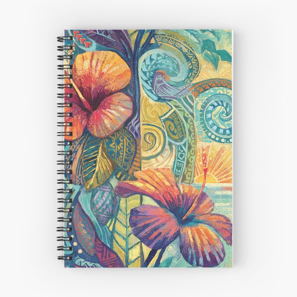 Item preview, Hawaiian Sunset Hibiscus Art - Tropical Tribal Fine Art designed and sold by sunnthreads.