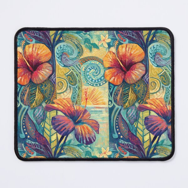 Item preview, Hawaiian Sunset Hibiscus Art - Tropical Tribal Fine Art designed and sold by sunnthreads.