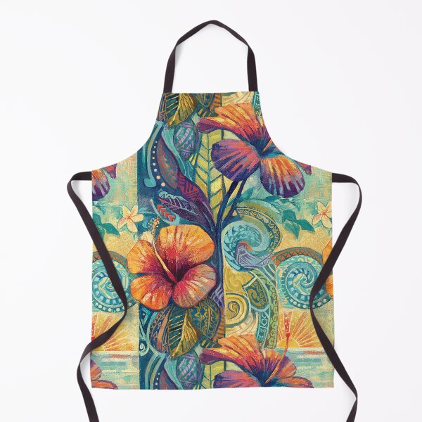 Item preview, Hawaiian Sunset Hibiscus Art - Tropical Tribal Fine Art designed and sold by sunnthreads.