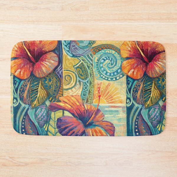 Item preview, Hawaiian Sunset Hibiscus Art - Tropical Tribal Fine Art designed and sold by sunnthreads.