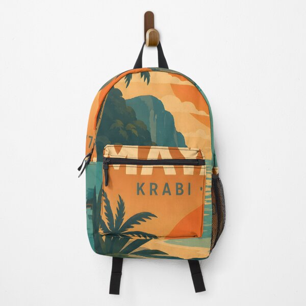 Item preview, Maya Bay Thailand Vintage Travel Poster with Tropical Sunset Illustration designed and sold by Spirit of Siam.