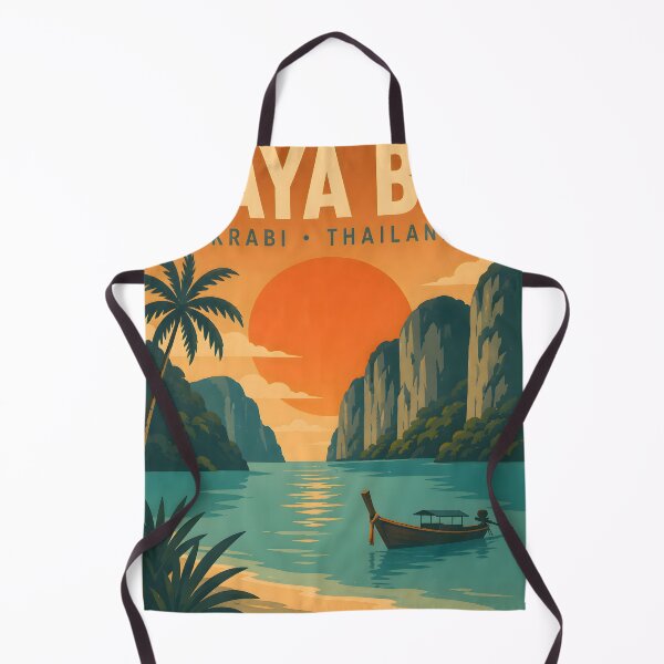 Item preview, Maya Bay Thailand Vintage Travel Poster with Tropical Sunset Illustration designed and sold by Spirit of Siam.
