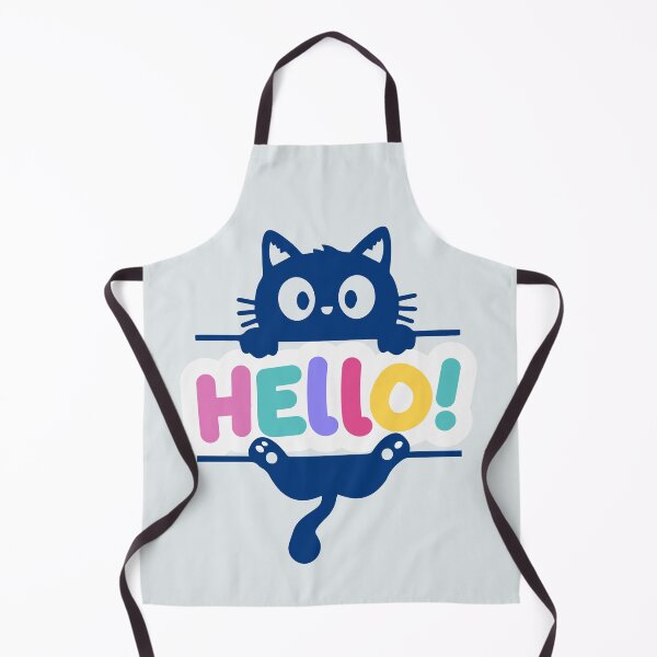 Item preview, Cute Cat Hanging on Colorful Hello Sign designed and sold by Mazza-mazza.