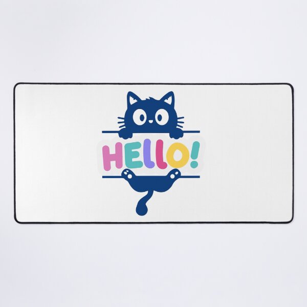 Item preview, Cute Cat Hanging on Colorful Hello Sign designed and sold by Mazza-mazza.