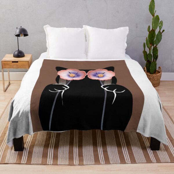 Item preview, Peekaboo Black Cat Holding Flowers designed and sold by PurrfectHome.