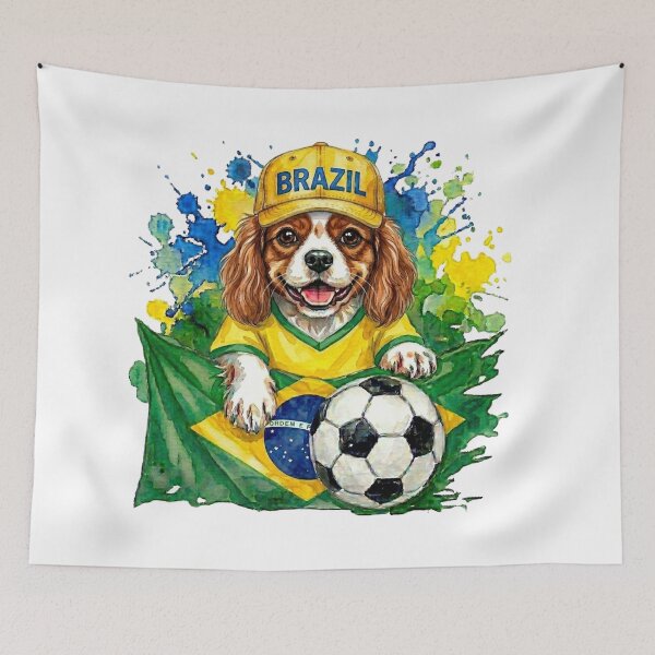 Item preview, Cavalier King Charles Spaniel Blenheim World Cup Brazil Suppawter designed and sold by The Suppawters.