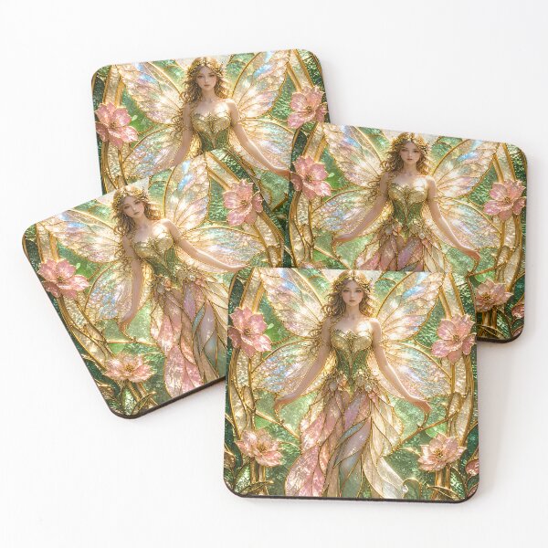 Item preview, Fairy Queen Stained Glass Floral Fantasy Art designed and sold by LuisWorks.
