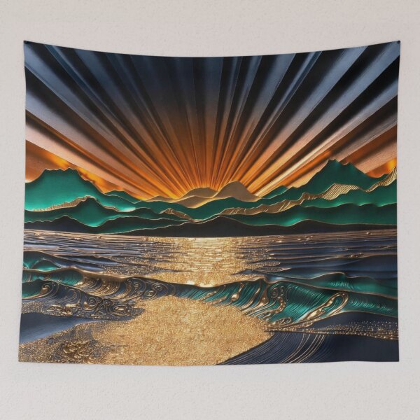 Item preview, Epic Sunset Mountain Path Radiant Sun Art designed and sold by IntelliMindDesigns.