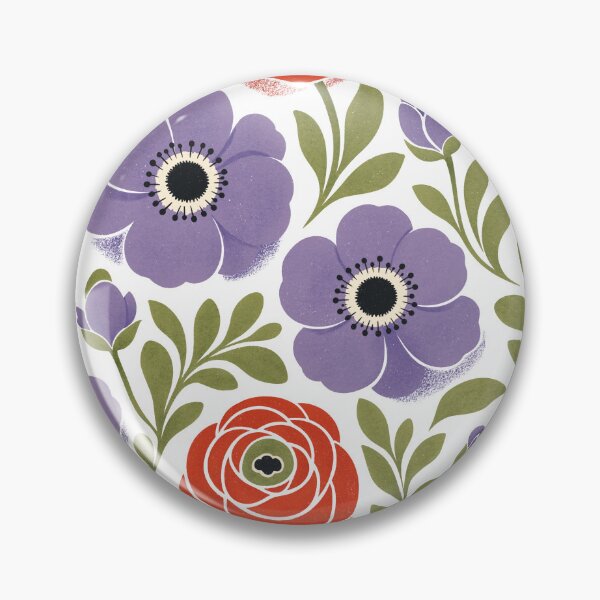 Item preview, Retro Textured Anemones and Ranunculus Flowers Seamless Pattern designed and sold by DiNata.