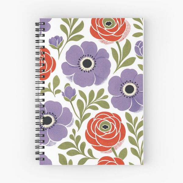 Item preview, Retro Textured Anemones and Ranunculus Flowers Seamless Pattern designed and sold by DiNata.