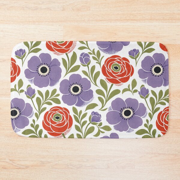 Item preview, Retro Textured Anemones and Ranunculus Flowers Seamless Pattern designed and sold by DiNata.