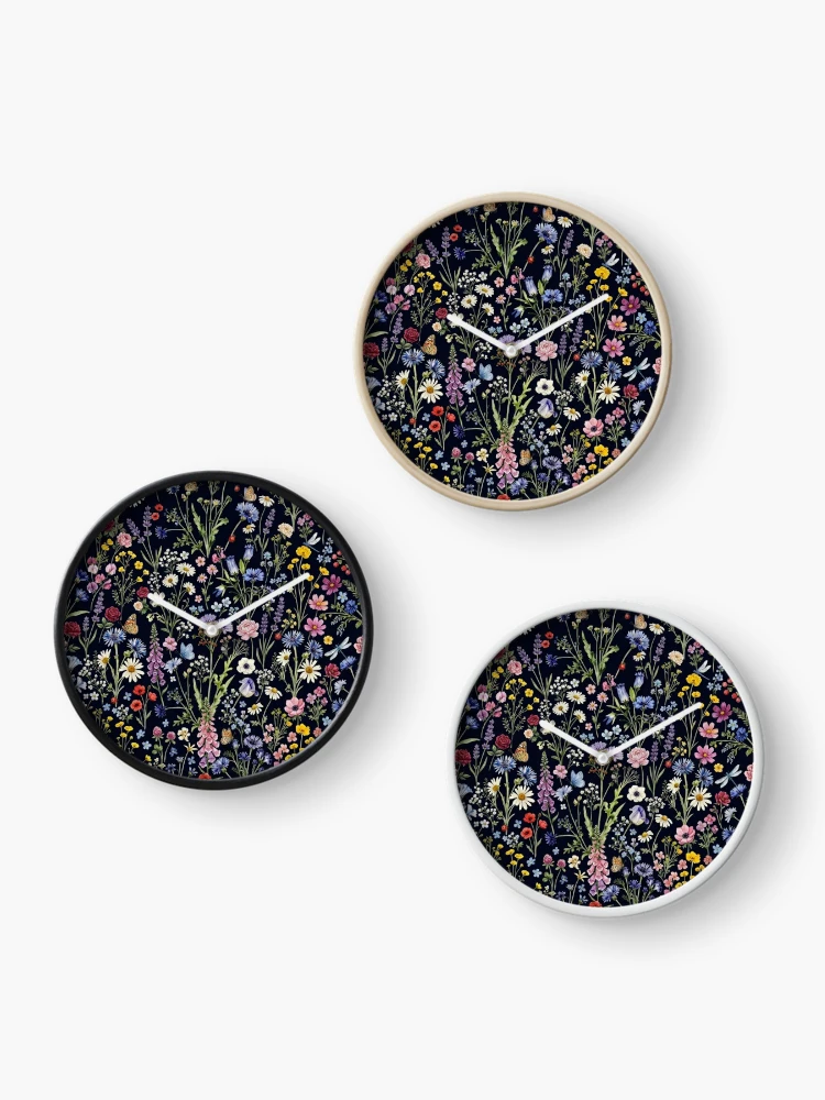 Thumbnail 3 of 4, Clock, Flower pattern designed and sold by Differenceee.