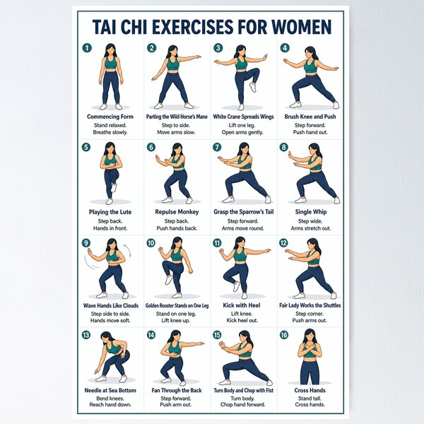 Aperçu de l'œuvre Exercices de Tai Chi pour femmes, Tableau d'exercices de Tai Chi à offrir à maman ou grand-mère, Tableau d'entraînement de Tai Chi, Exercices de Tai Chi pour seniors créée et vendue par Stewar-ArtCool.