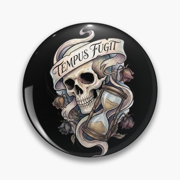 Item preview, Tempus Fugit Skull Hourglass and Flowers designed and sold by nuel-art.