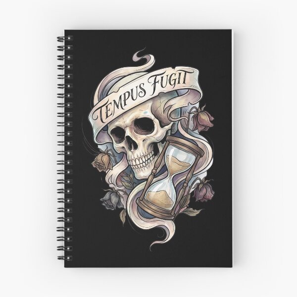 Item preview, Tempus Fugit Skull Hourglass and Flowers designed and sold by nuel-art.