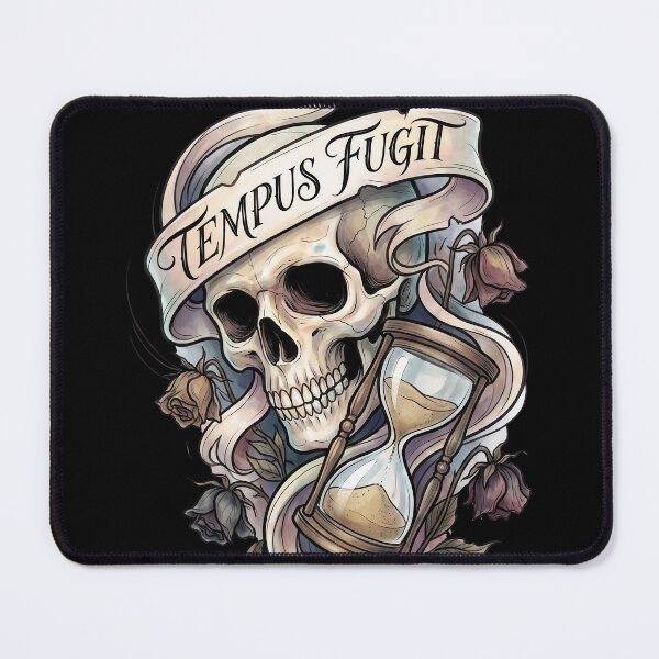 Item preview, Tempus Fugit Skull Hourglass and Flowers designed and sold by nuel-art.